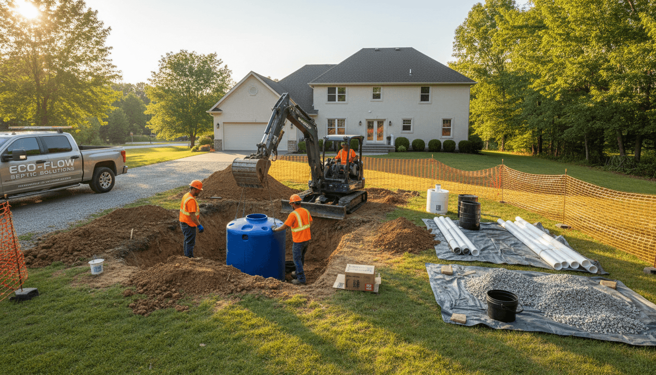 Septic system access point in residential Seattle yard during maintenance